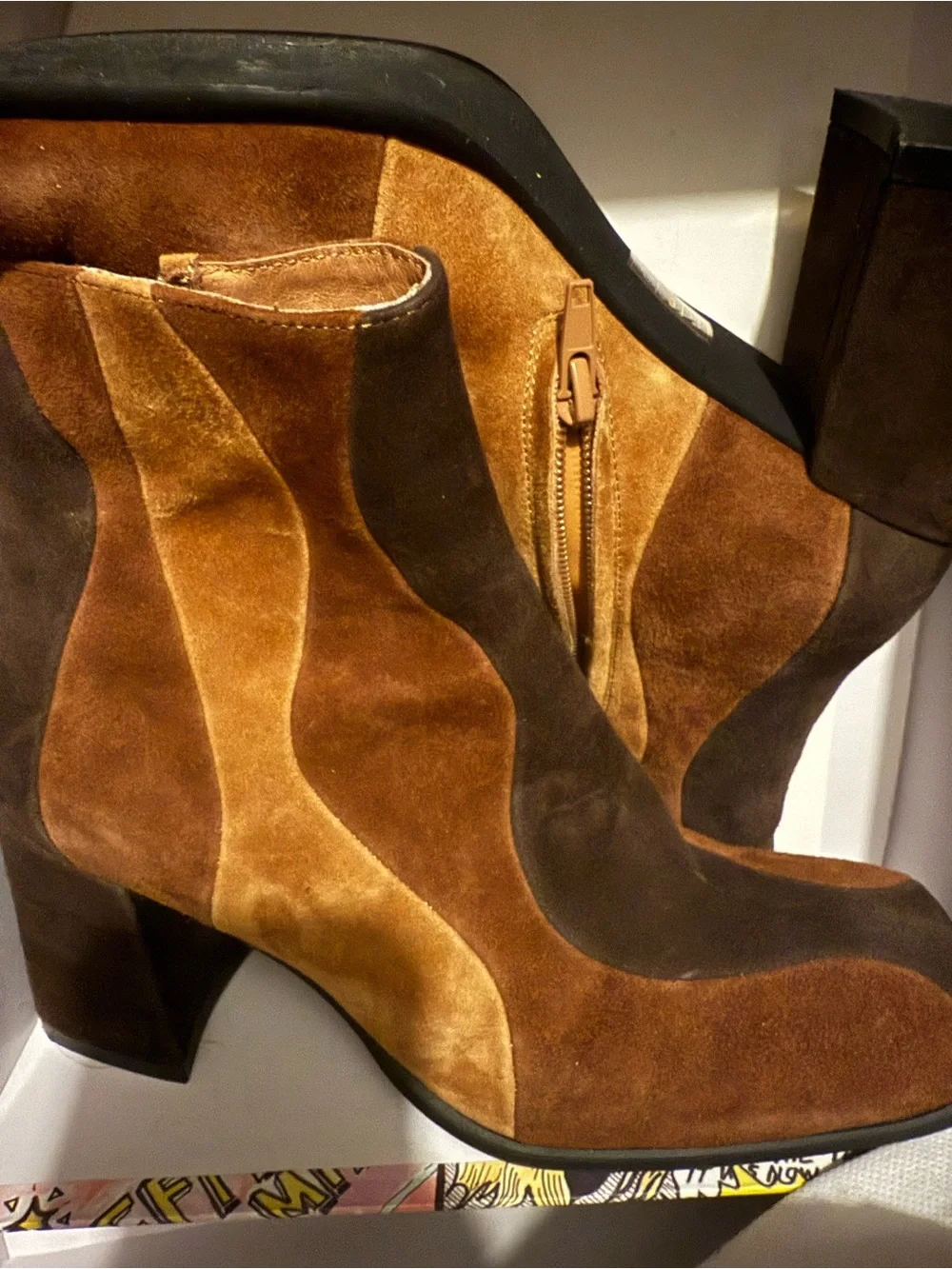 Women’s Suede Colorblock Ankle Boots - Brown Multi